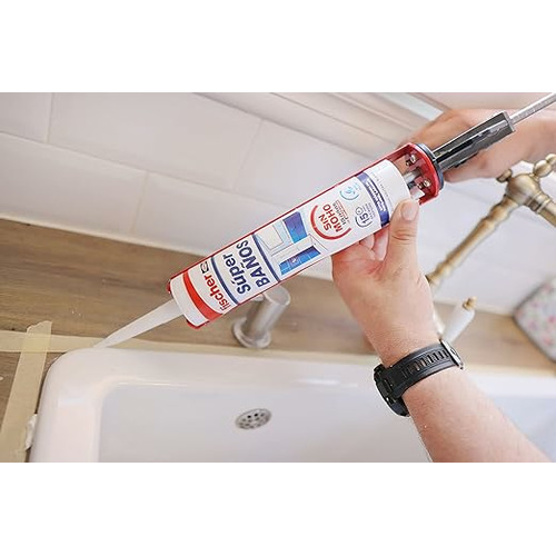 CAJA 12 UD SILICONA SUPERBAÑOS BLANCA 280ML FISCHER