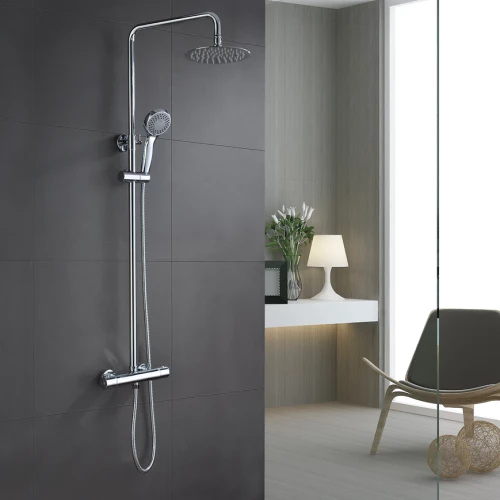 CONJUNTO DE DUCHA TERMOSTÁTICA REDONDO CROMADO IMEX