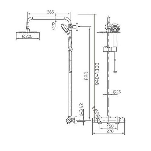 CONJUNTO DE DUCHA TERMOSTÁTICA REDONDO CROMADO IMEX