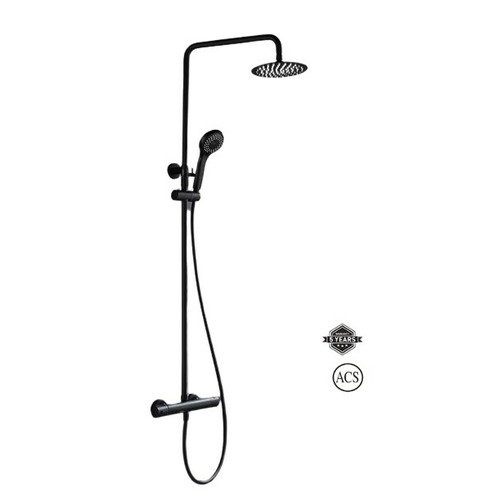 CONJUNTO DUCHA TERMOSTÁTICA REDONDO NEGRO IMEX