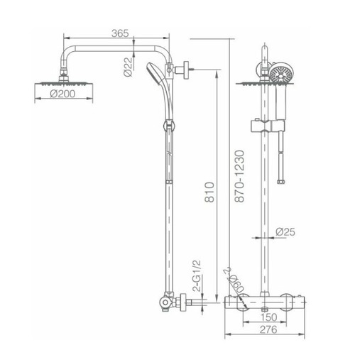 CONJUNTO DUCHA TERMOSTÁTICA REDONDO NEGRO IMEX
