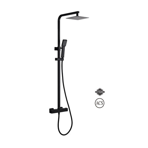 CONJUNTO DUCHA TERMOSTÁTICA CUADRADO NEGRO IMEX