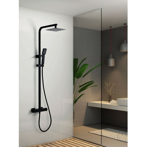 CONJUNTO DUCHA TERMOSTÁTICA CUADRADO NEGRO IMEX