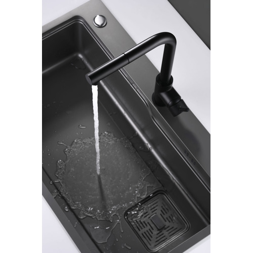 MALTA GRIFERÍA DE COCINA MONOMANDO EXTRAÍBLE NEGRO IMEX