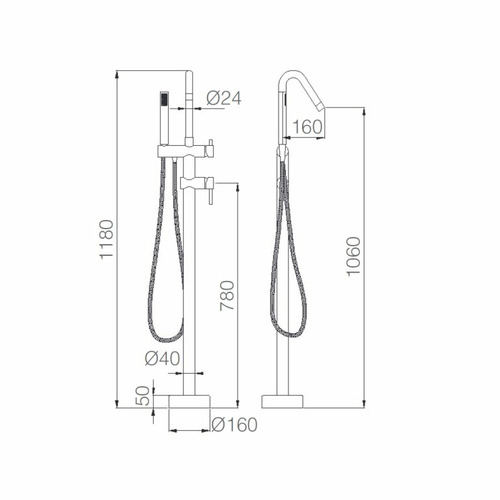 CÓRCEGA GRIFERÍA EXENTA DE BAÑERA CROMO IMEX