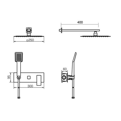 NORUEGA CONJUNTO DUCHA EMPOTRADO MONOMANDO CROMO IMEX