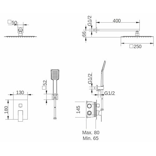 DUBLIN CONJUNTO DUCHA EMPOTRADO MONOMANDO NEGRO IMEX