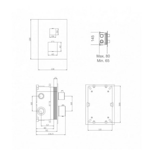 EMPOTRADO TERMOSTÁTICO 3 VÍAS CROMO IMEX