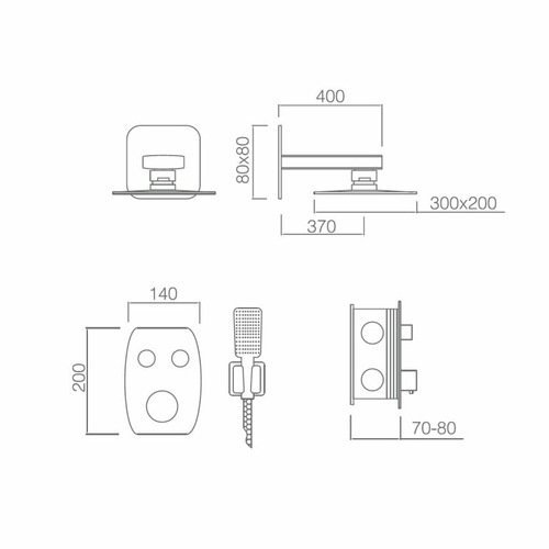 HIDRA CONJUNTO DUCHA EMPOTRADO TERMOSTÁTICO NEGRO IMEX
