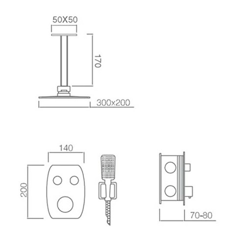 FEROE CONJUNTO DUCHA EMPOTRADO TERMOSTÁTICO CROMO IMEX