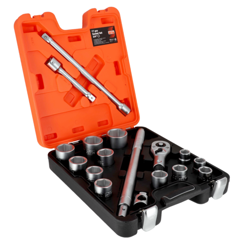 JUEGO DE VASOS CON CUADRADO DE 3/4", CON PERFIL HEXAGONAL METRICO Y CABEZA DE CARRACA  SLX 17 BAHCO