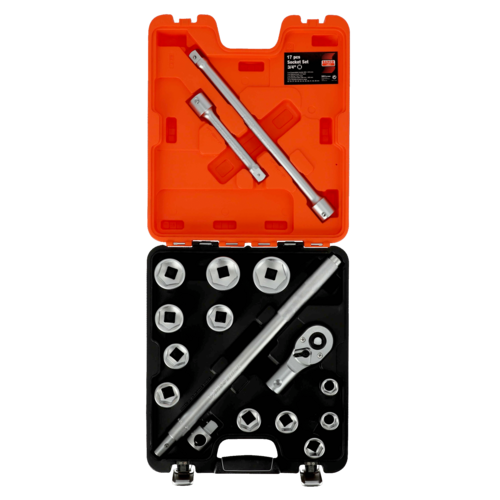 JUEGO DE VASOS CON CUADRADO DE 3/4", CON PERFIL HEXAGONAL METRICO Y CABEZA DE CARRACA  SLX 17 BAHCO