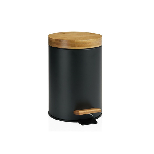PAPELERA 3L NEGRO/BAMBÚ