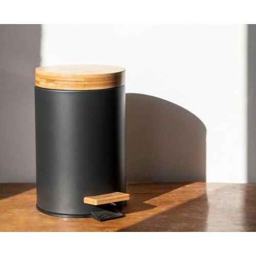 PAPELERA 3L NEGRO/BAMBÚ