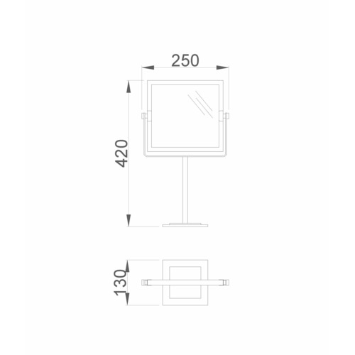 ESPEJO AUMENTO DOBLE CARA CUADRADO CROMO