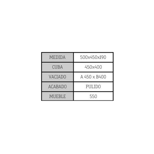 FREGADERO INOX BAJO ENCIMERA 50x45