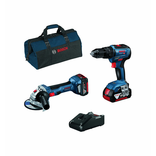 KIT DE 18 V: TALADRO GSB 18V-55+ AMOLADORA GWS 18V-7 + 2 GBA 4.0AH + GAL PROFESSIONAL BOSCH