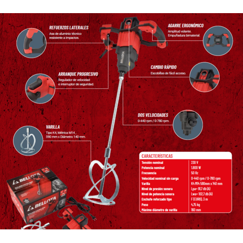 BELLOTA MEZCLADORA M18 CASE 1800W