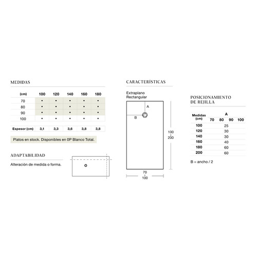 FIORA SELENE PLATO DUCHA EFECTO PIZARRA BL 180X70