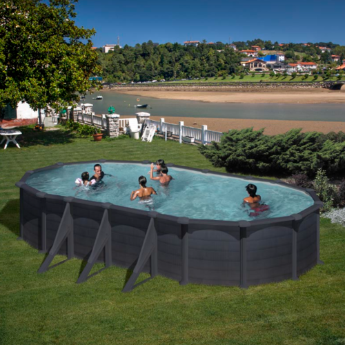 GRE GRANADA OVALADA GRAPHITO 730 X 375 X ↕132 CM  KITPROV738GF