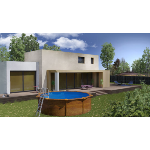 GRE PACIFIC REDONDA IMITACIÓN MADERA Ø300 X ↕120 CM  KIT300W