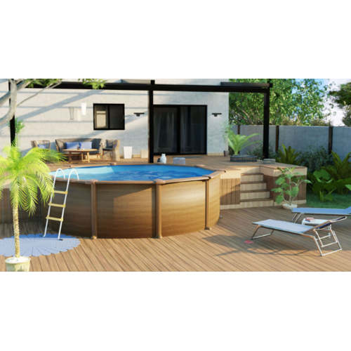 GRE PACIFIC REDONDA IMITACIÓN MADERA Ø460 X ↕120 CM  KIT460W