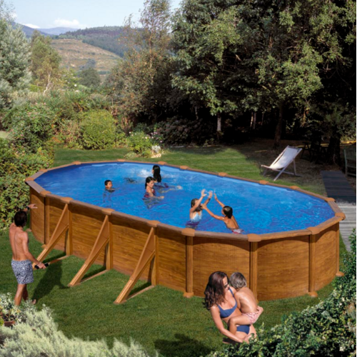 GRE MAURITIUS OVALADA IMITACIÓN MADERA 730 X 375 X ↕132 CM  KITPROV738WO