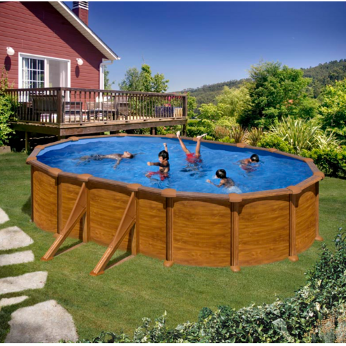 GRE SICILIA OVALADA IMITACIÓN MADERA 500 X 300 X ↕120 CM  KITPROV503W