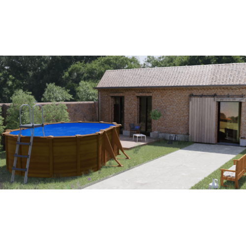 GRE SICILIA OVALADA IMITACIÓN MADERA 500 X 300 X ↕120 CM  KITPROV503W