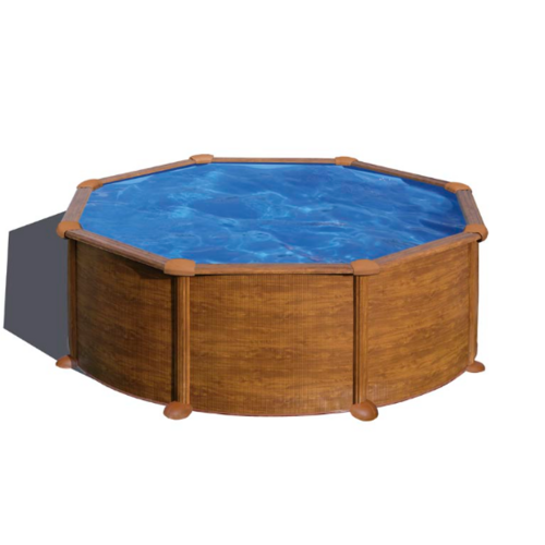 GRE MAURITIUS REDONDA IMITACIÓN MADERA Ø350 X ↕132 CM  KITPR358WO