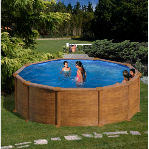 GRE MAURITIUS REDONDA IMITACIÓN MADERA Ø350 X ↕132 CM  KITPR358WO