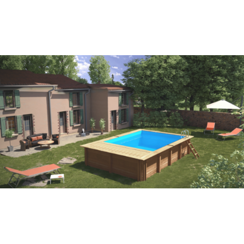 GRE EVORA PLUS PISCINA RECTANGULAR DE MADERA 620 X 420 X ↕136 CM  800009