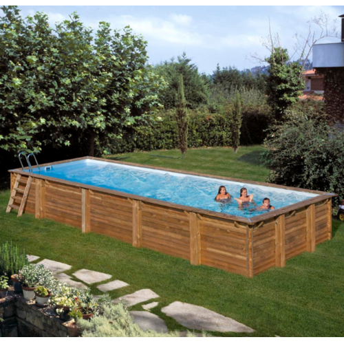 GRE MINT PISCINA RECTANGULAR DE MADERA 1010 X 418 X ↕146 CM  788032