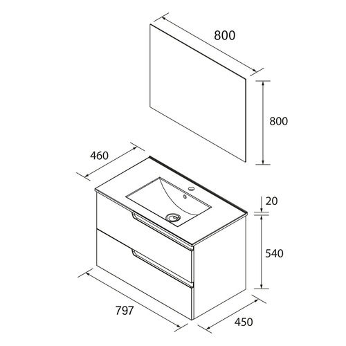 SALGAR VIMA CONJUNTO ROBLE AFRICA 80 CM