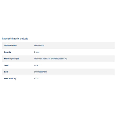 SALGAR VIMA CONJUNTO ROBLE AFRICA 100 CM