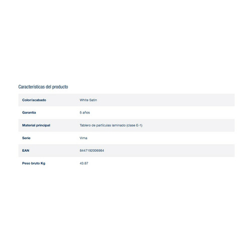 SALGAR VIMA CONJUNTO BLANCO MATE 100 CM