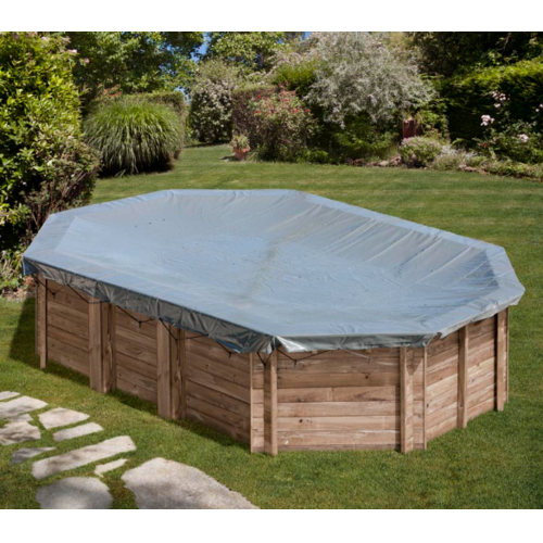 GRE CUBIERTA INVIERNO PARA PISCINA DE MADERA VERMELA OVALADA 712X512CM 621103