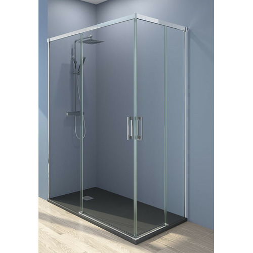 YAIZA MAMPARA APERURA ESQUINA CROMO TRANSPARENTE 100X70 6mm