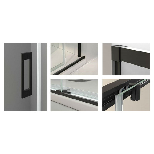 YAIZA MAMPARA APERURA ESQUINA NEGRO TRANSPARENTE 140×70 6mm