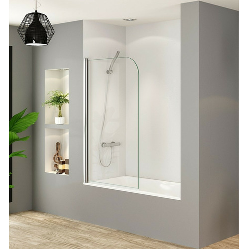 SCREEN BIOMBO CANTO REDONDO BAÑERA CROMO TRANSPARENTE 85CM