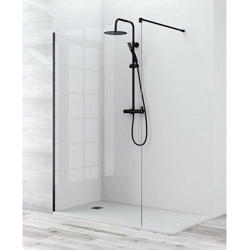 MANHATTAN CRISTAL FIJO DE DUCHA NEGRO TRANSPARENTE 80CM 8mm