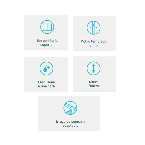 MANHATTAN CRISTAL FIJO DE DUCHA NEGRO TRANSPARENTE 100CM 8mm