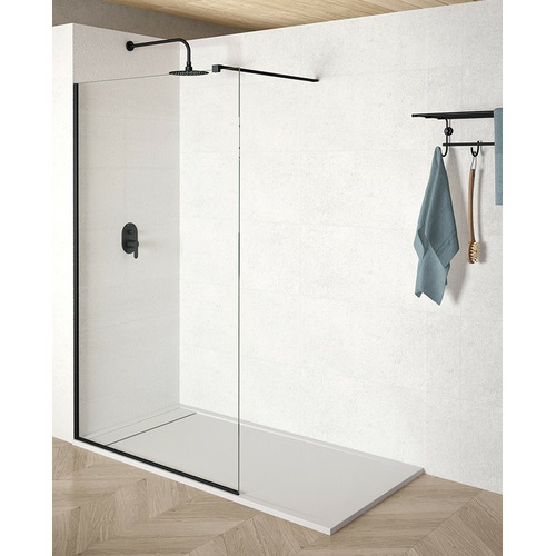 MANHATTAN CRISTAL FIJO DE DUCHA NEGRO TRANSPARENTE 120CM 8mm