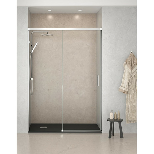 YAIZA FRENTE DUCHA 1FIJO+1CORREDERA CROMO TRANSPARENTE 120CM 6mm