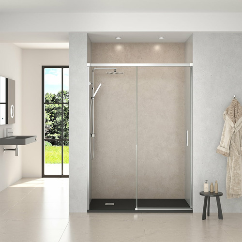 YAIZA FRENTE DUCHA 1FIJO+1CORREDERA CROMO TRANSPARENTE 160CM 6mm