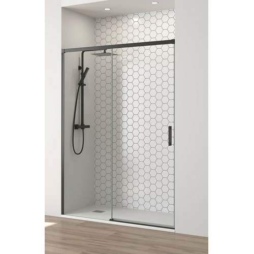 YAIZA FRENTE DUCHA 1FIJO+1CORREDERA NEGRO TRANSPARENTE 140CM 6mm