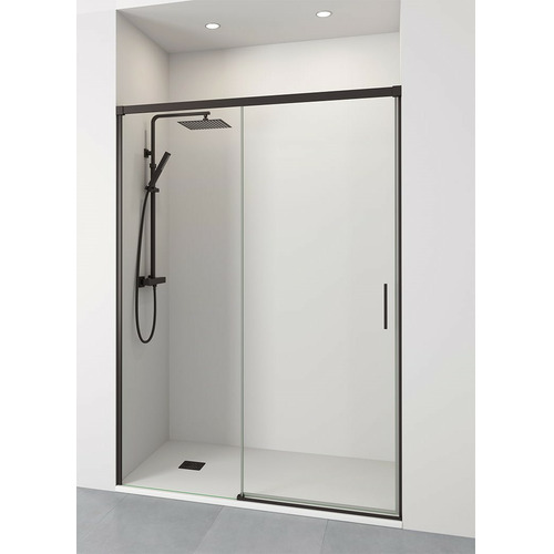 YAIZA FRENTE DUCHA 1FIJO+1CORREDERA NEGRO TRANSPARENTE 180CM 6mm