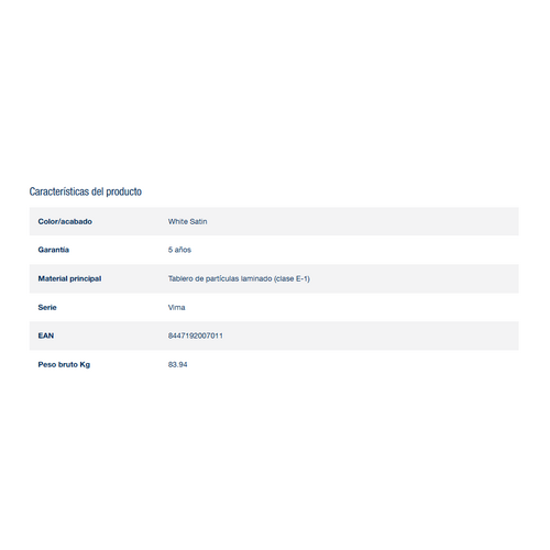 SALGAR VIMA CONJUNTO LAVABO 2 SENOS BLANCO MATE 120 CM