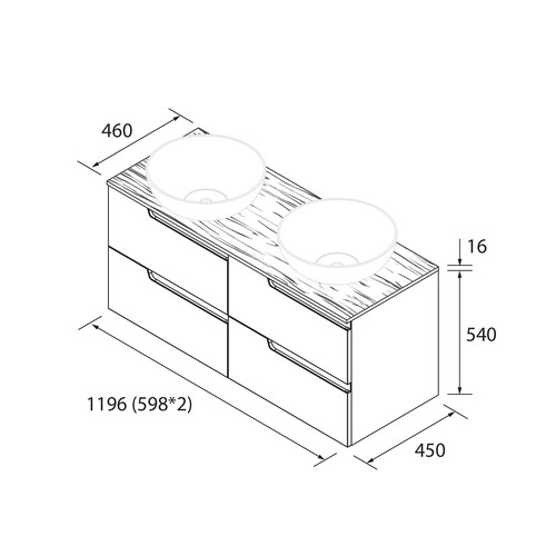 SALGAR VIMA BAJO + ENCIMERA 2 SENOS 120 CM