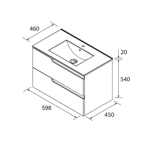 SALGAR VIMA BAJO BL MATE + ENCIMERA PORCELANA 60 CM
